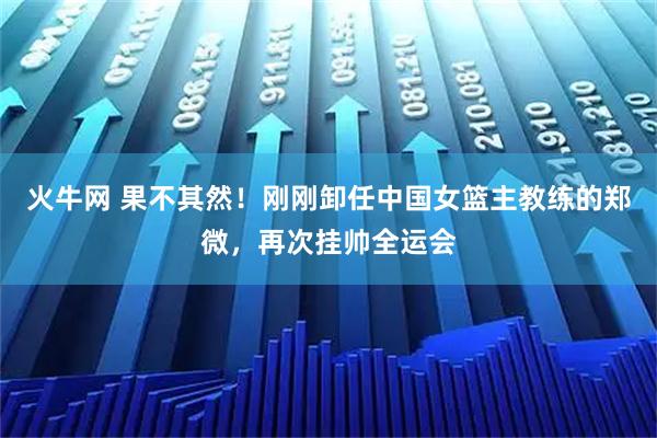 火牛网 果不其然！刚刚卸任中国女篮主教练的郑微，再次挂帅全运会
